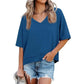 Women's Summer V Neck T Shirts Casual Short Sleeve Flowy Tops Cute Loose Fit Basic Tees Premium Blend Fabric Flattering V Neckline