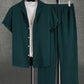 Men's Plain Textured Loungewear Set, Casual Button-Down Shirt & Elastic-Waist Pants (excludes T-shirt and necklace)