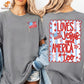 She Loves Jesus and America Too T Shirt, 4th of July Patriotic Coquette Bow Tee, USA Flag Preppy Red White Blue Shirt, Christian Gift for Women