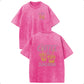 Oversize Acid Wash Vintage "Iced Coffee & Sunshine" Pattern T-Shirt, Coffee Lover Casual Graphic Tee