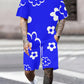 Men's 3D Printed Floral Short Sleeve Top and Shorts Matching Two-Piece Set, Fitted Outfit Sets, Casual Fitted Design, All over Print, Summer Fashion, Menswear