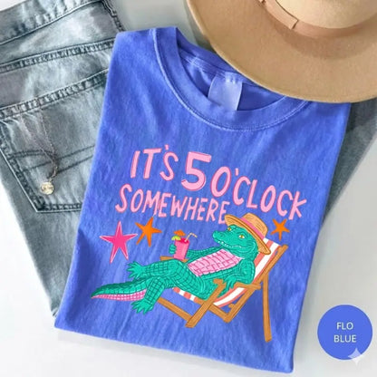 It’s 5 O’Clock Somewhere Alligator Shirt, Funny Beach Vacation Tee