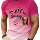 3D Printed Beer Evolution Pattern T-Shirt, Humorous Monday-Friday Design, Gradient/ Casual Short Sleeve, Durable Print Quality