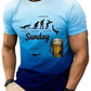 3D Printed Beer Evolution Pattern T-Shirt, Humorous Monday-Friday Design, Gradient/ Casual Short Sleeve, Durable Print Quality