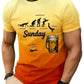 3D Printed Beer Evolution Pattern T-Shirt, Humorous Monday-Friday Design, Gradient/ Casual Short Sleeve, Durable Print Quality