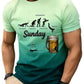 3D Printed Beer Evolution Pattern T-Shirt, Humorous Monday-Friday Design, Gradient/ Casual Short Sleeve, Durable Print Quality