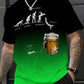 3D Printed Beer Evolution Pattern T-Shirt, Humorous Monday-Friday Design, Gradient/ Casual Short Sleeve, Durable Print Quality