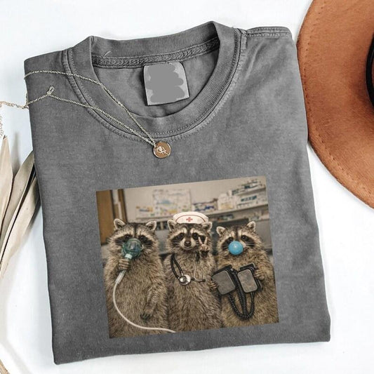 Nurse Raccoon Shirt, Funny ER Nurse Graphic Tee