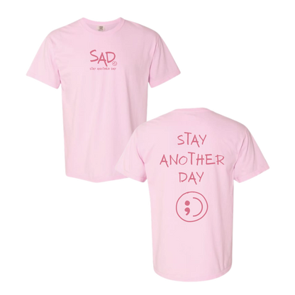 Stay Another Day Soft Cotton Casual T-Shirt, Breathable Short-Sleeve Pastel Graphic Tee for Mental Health Awareness