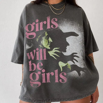 Girls Will Be Girls Shirt, Pink Goth T-Shirt, Vintage Summerween Shirt