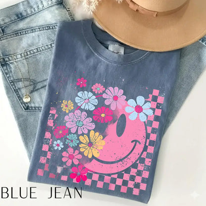 Retro Smiley Face Floral T Shirt, Inspirational Tshirt, Self Worth Motivational T-shirt, Self Love Gift