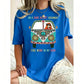 Women's Plus Size Casual Round Neck Boho Graphic Tee, Bohemian Hippie Bus Desert Scene & Dark Highway Quote T Shirt