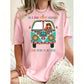 Women's Plus Size Casual Round Neck Boho Graphic Tee, Bohemian Hippie Bus Desert Scene & Dark Highway Quote T Shirt