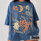 Retro Halloween Shirt, Y2K Tee, Vintage Black Cat Ghost Skeleton T-Shirt, Spooky Cute Pumpkin Witch Graphic Tee
