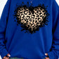Women's Vintage Distressed Leopard Print Heart Graphic Hoodie - Long-Sleeve Cotton Blend Oversized Ink Splash Cute Top
