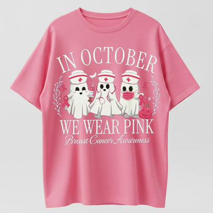 October Pink Ribbon Nurse Ghost T-Shirt