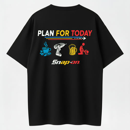 Funny Today's Plan T-Shirt Coffee, Drilling, Beer - Adult Joke Short Sleeve