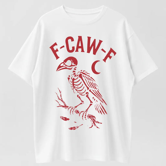 F-CAW-F Crow Skeleton Graphic Halloween T-Shirt