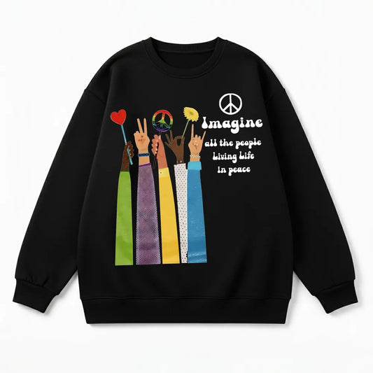 Raised Hand Print Imagine Lyrics Sweatshirt