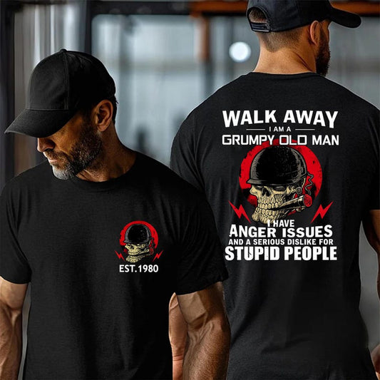 Grumpy old man tee, Skull Graphic Retro Tee for Gen X Dad