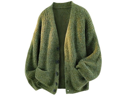Unisex Vintage Chunky Knit Cardigan – Relaxed Fit Button-Up Sweater