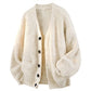 Unisex Vintage Chunky Knit Cardigan – Relaxed Fit Button-Up Sweater