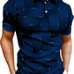 Men's Luxury Gold Grid Pattern Polo Shirt Slim Fit Casual T-Shirt