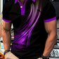Men's Stylish Black Blue Flowing Light Swirl Gradient Polo Shirt