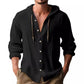 Men's Fashion Casual Beach Hooded Long Sleeve Fitted Shirt, Breathable Lightweight Linen Shirt
