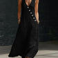 Boho Maxi Dress - Perfect for Beach, Vacation & Brunch! Sleeveless V-Neck Button Detail Casual Dress with Pockets