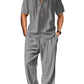 Men’s lightweight two-piece set with a hood, casual vacation style, loose and breathable thin fabric, hooded sweatshirt and wide-leg pants, for summer wear