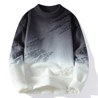 Men's Vintage Gradient Textured Knit Sweater – Relaxed Fit