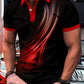 Men's Stylish Black Blue Flowing Light Swirl Gradient Polo Shirt