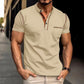 Men's Short Sleeve T-Shirt Henley Shirt Casual Summer T-Shirt Basic Round Neck Button Down Pocket