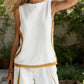 2026 Blend Two Piece Set for Women Sleeveless Color Block Top Wide Leg Pants Set Casual Summer Outfit