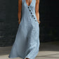 Boho Maxi Dress - Perfect for Beach, Vacation & Brunch! Sleeveless V-Neck Button Detail Casual Dress with Pockets