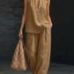 Boho Halter Neck Two Piece Set - Perfect for Beach, Vacation & Brunch! Sleeveless Top Wide Leg Pants Set