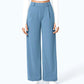 Urbntees Women's High Waisted Straight Leg Work Trousers with Side Pockets