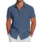 Men's Cuban Guayabera Shirt Short Sleeve V-Neck Button Down Casual Summer Beach Linen Top Fitted Breathable Soft Fabric