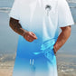 Men's Gradient Fitness Short Sleeve Set, Summer Trendy Sportswear Casual Two-Piece, Fitted Tee and Shorts