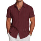 Men's Cuban Guayabera Shirt Short Sleeve V-Neck Button Down Casual Summer Beach Linen Top Fitted Breathable Soft Fabric