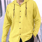 Men's Fashion Casual Beach Hooded Long Sleeve Fitted Shirt, Breathable Lightweight Linen Shirt