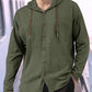 Men's Fashion Casual Beach Hooded Long Sleeve Fitted Shirt, Breathable Lightweight Linen Shirt