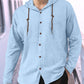 Men's Fashion Casual Beach Hooded Long Sleeve Fitted Shirt, Breathable Lightweight Linen Shirt
