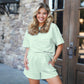 2 Spring Summer Stripe Print 2 Piece Outfit Women | Oversized T-Shirt + Drawstring Shorts