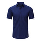 Mens Muscle Fit Dress Shirts Casual Button Down Shirt Short Sleeve Wrinkle-Free Shirts