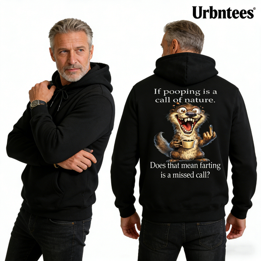 Urbntees Pooping Call of Nature Farting Missed Call Funny Otter Organic Cotton Unisex Hoodie