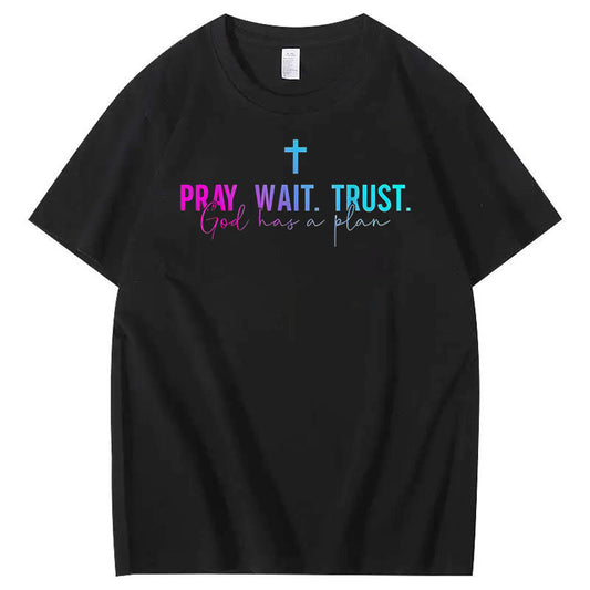 God Has A Plane Pattern  Print 100%Cotton T-Shirt