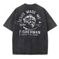 Jesus Made Me A Fisherman Pattern Washing And Aging Process Crew Neck T-Shirt