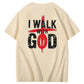 I Walk With God Pattern Printing Print Crew Neck T-Shirt